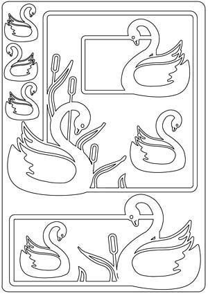Cygne - Ornament A5 Auto-Collant Feuille - Or