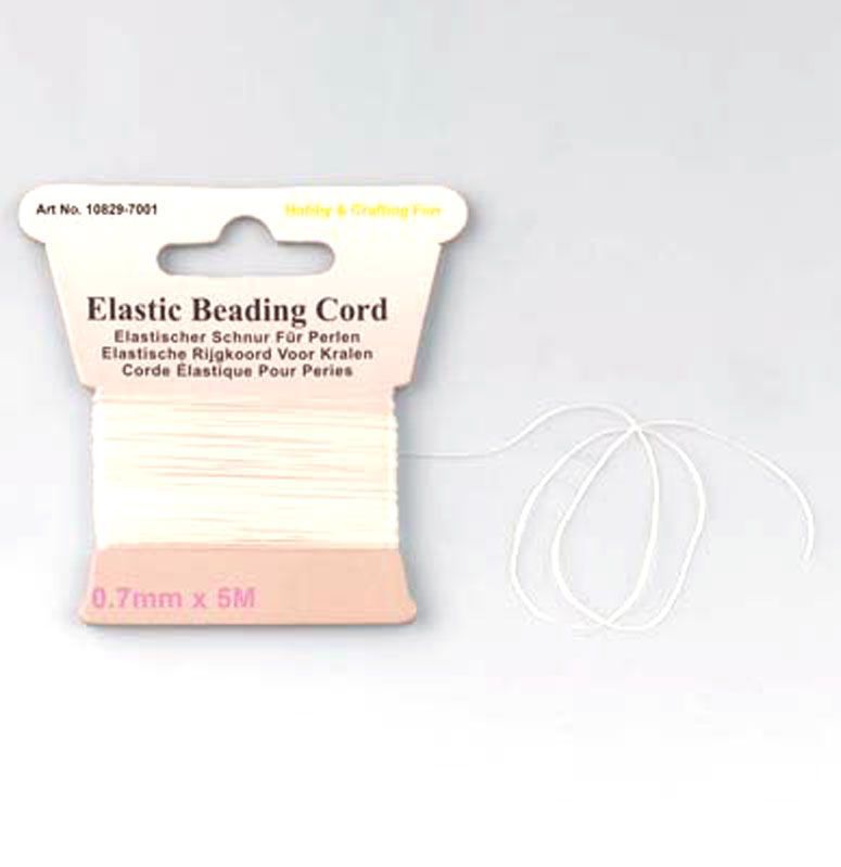 Elastische Beading Cord  - White - 0,7mm x 5m