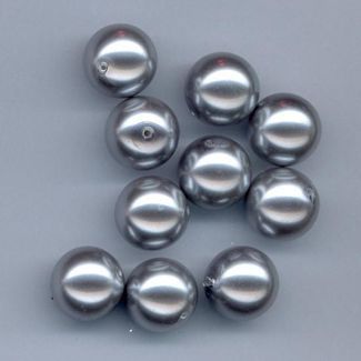 Glass Pearls Round - 10mm - Light Grey