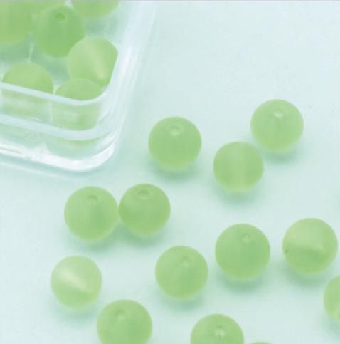 Glass Beads Round - 6mm - Green Frosted