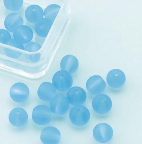 Gläserne  Perlen Rund - 6mm - Eisblau matt