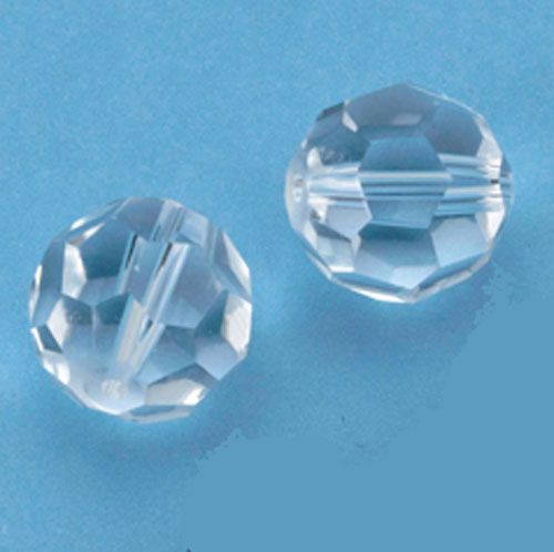 Faceted Glass Beads Round - 16mm - Transparent