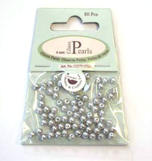 Glass Pearls Round - 4mm - Light Grey