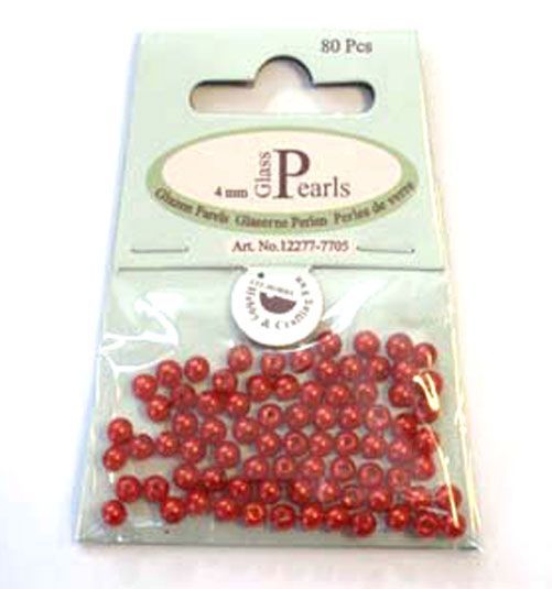 Glass Pearls Round - 4mm - Red