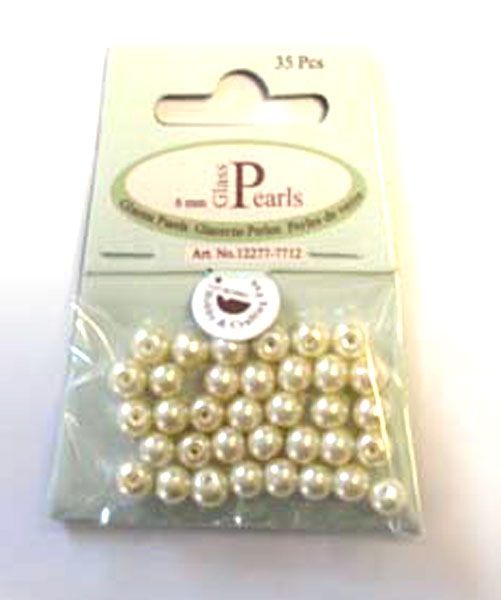 Glass Pearls Round - 6mm - Beige