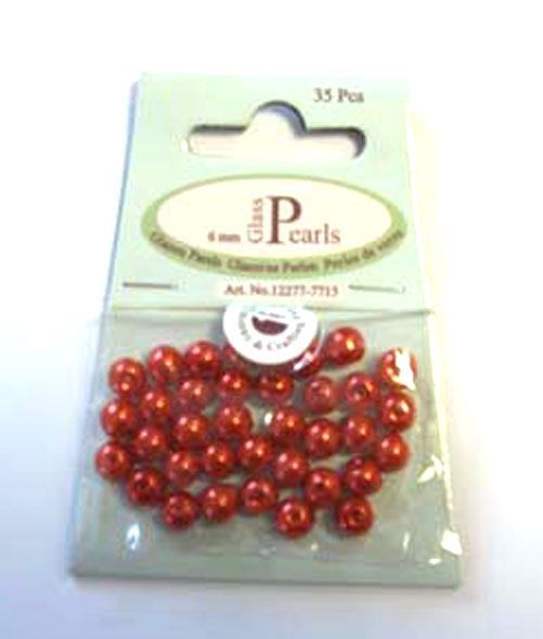 Glass Pearls Round - 6mm - Red