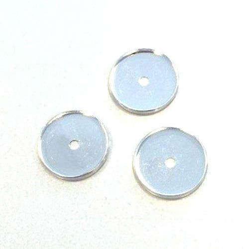 Cover with 1 hole, Round, 20mm Top, silber, 3pcs/ header bag