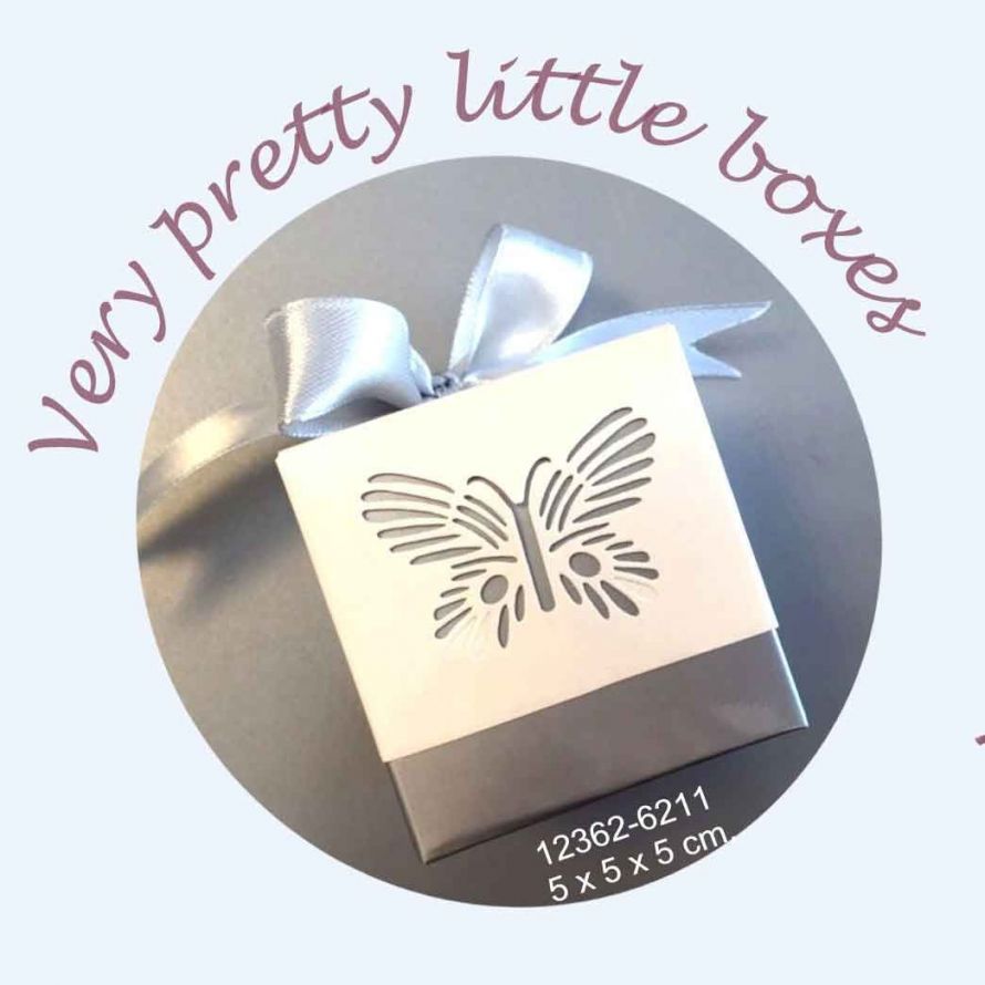 Butterfly Paper Boxes - Silver and White