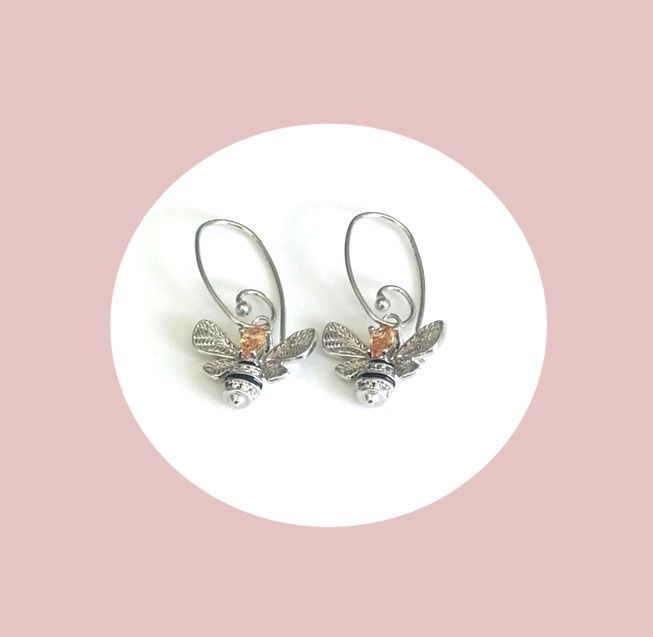 Pair Earrings with Queen Bees - Handmade 