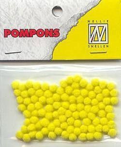 Mini Pom Poms - 3mm - Yellow - 100 Stuks
