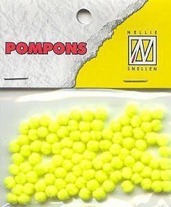 Mini Pom Poms - 3mm - Neon Geel - 100 Stuks 