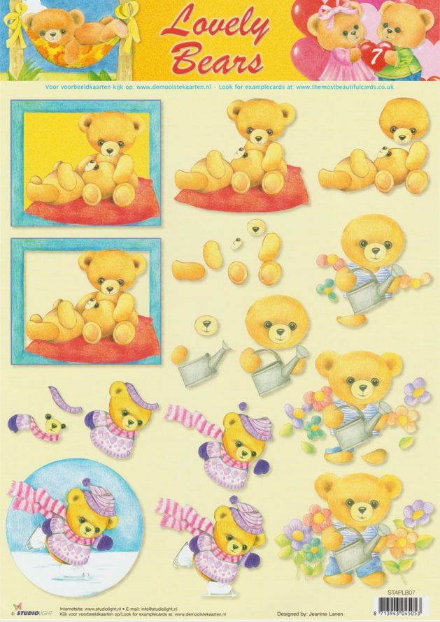Lovely Bears - 3DA4 Step by Step Decoupage Sheet