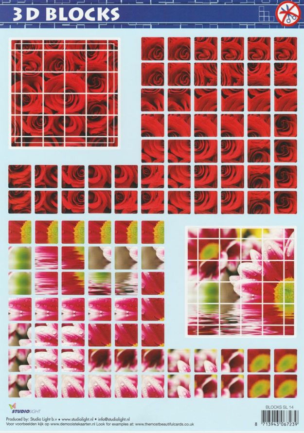 Flowers - Blocks - 3DA4 Die-cut Sheets