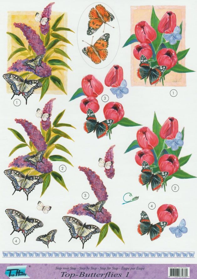 Top-Butterflies  - 3DA4 Feuilles à Découper - Étape par Étape