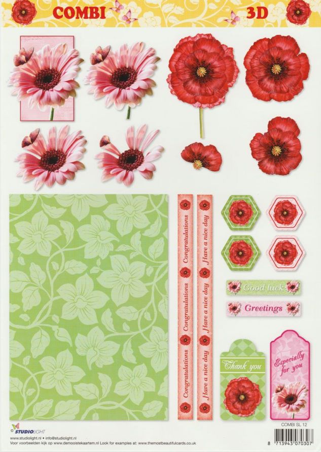 Flowers   COMBI - Step by Step Decoupage Sheet