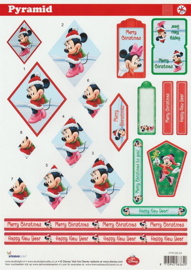 Walt Disney Christmas - Pyramid - 3DA4 Step by Step Die-cut Sheet