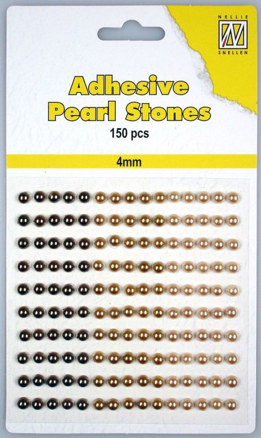 Adhesive Pearl Stones - 4mm - 3 shades of Brown - 150pcs 