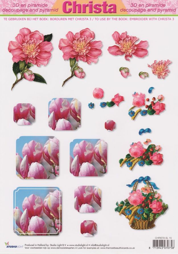 Flowers - 3DA4 Step by Step Decoupage Sheet