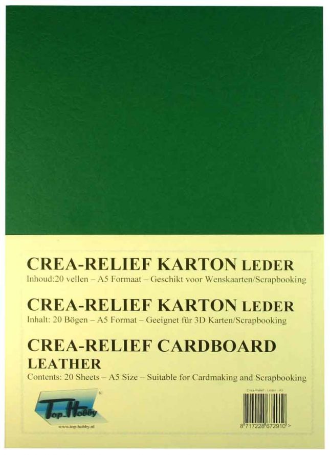Cuir - Crea-Papier Texturé - Carton Paquet - A5 - Vert Foncé