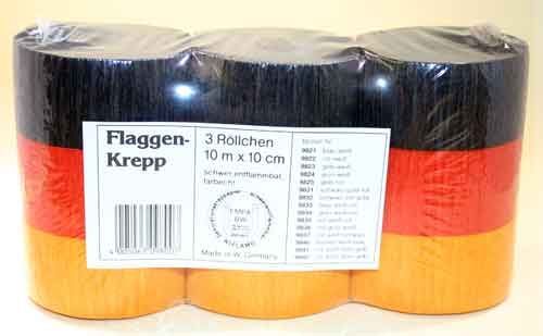 3x Flaggen Krepp Papier - 10cm x 10M