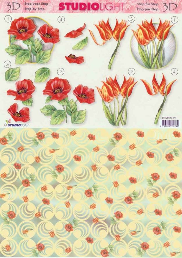 Flowers   COMBI - Step by Step Decoupage Sheet