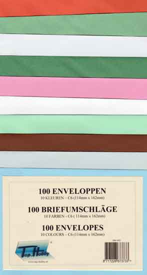 Envelopes Package C6- 100 envelopes - 10 colours