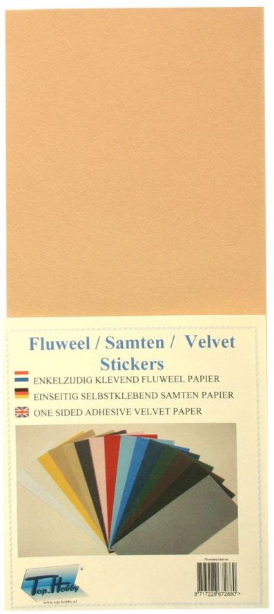 Fluweel Stickervel - Licht Bruin - 10 x 23 cm