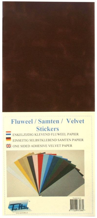 Fluweel Stickervel - Donker Bruin - 10 x 23 cm