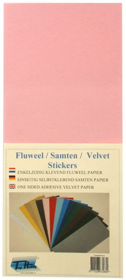 Velvet Sticker Sheet - Pink - 10 x 23cm