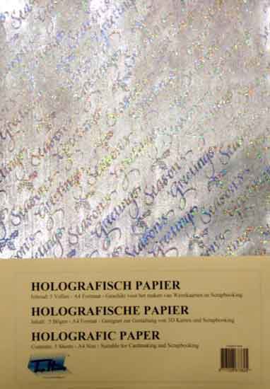 Seasons Greetings Papierpakje - A4 - 5 Stuks - Holografisch Zilver