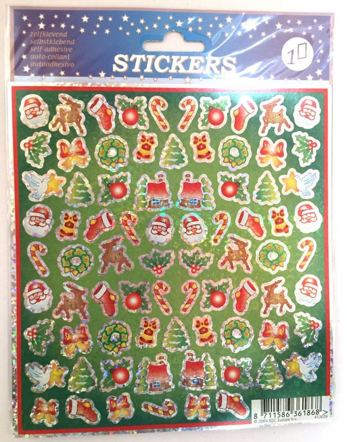 Kerst - Stickers met Glitter 