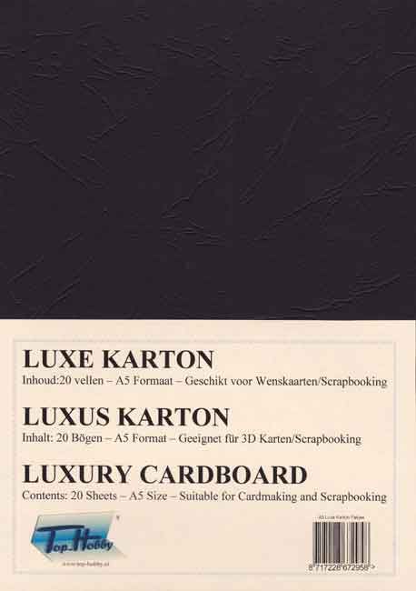 A5 Carton pâquet luxe - Noir cuir - 20 Feuilles