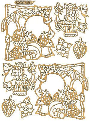 Obst Korb - Ornamant A5 Sticker Bogen - Gold
