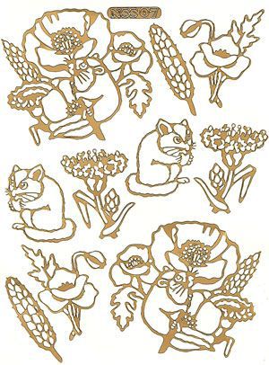 Blumen und Tiere - Ornamant A5 Sticker Bogen - Gold