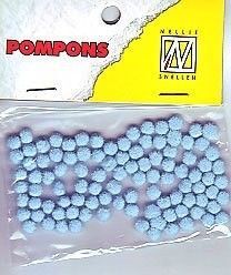 Mini Pom Poms - 3mm - Baby Blue - 100pcs 