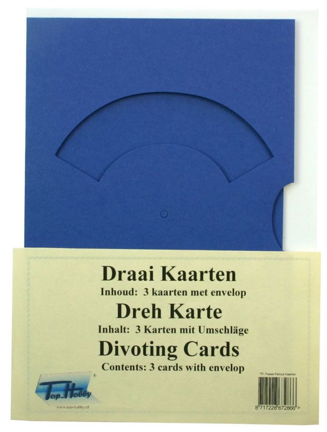 Dreh Karten Packung - Hellblau - 3 Karten, 3 Umschläge und Musterklammern