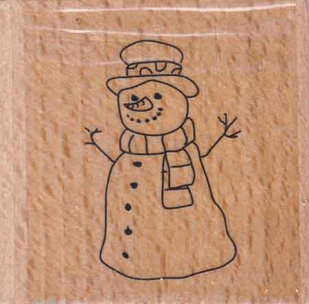 Snowman - Stamp on Wood - 5x5cm