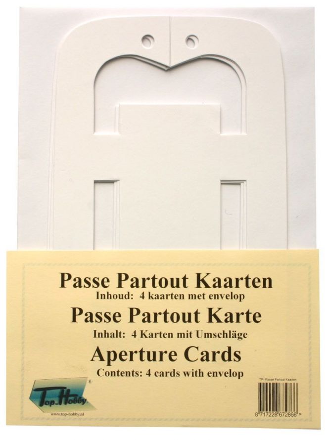 Schlitten Karten Packung - Weiß - 4 Karten mit Umschläge