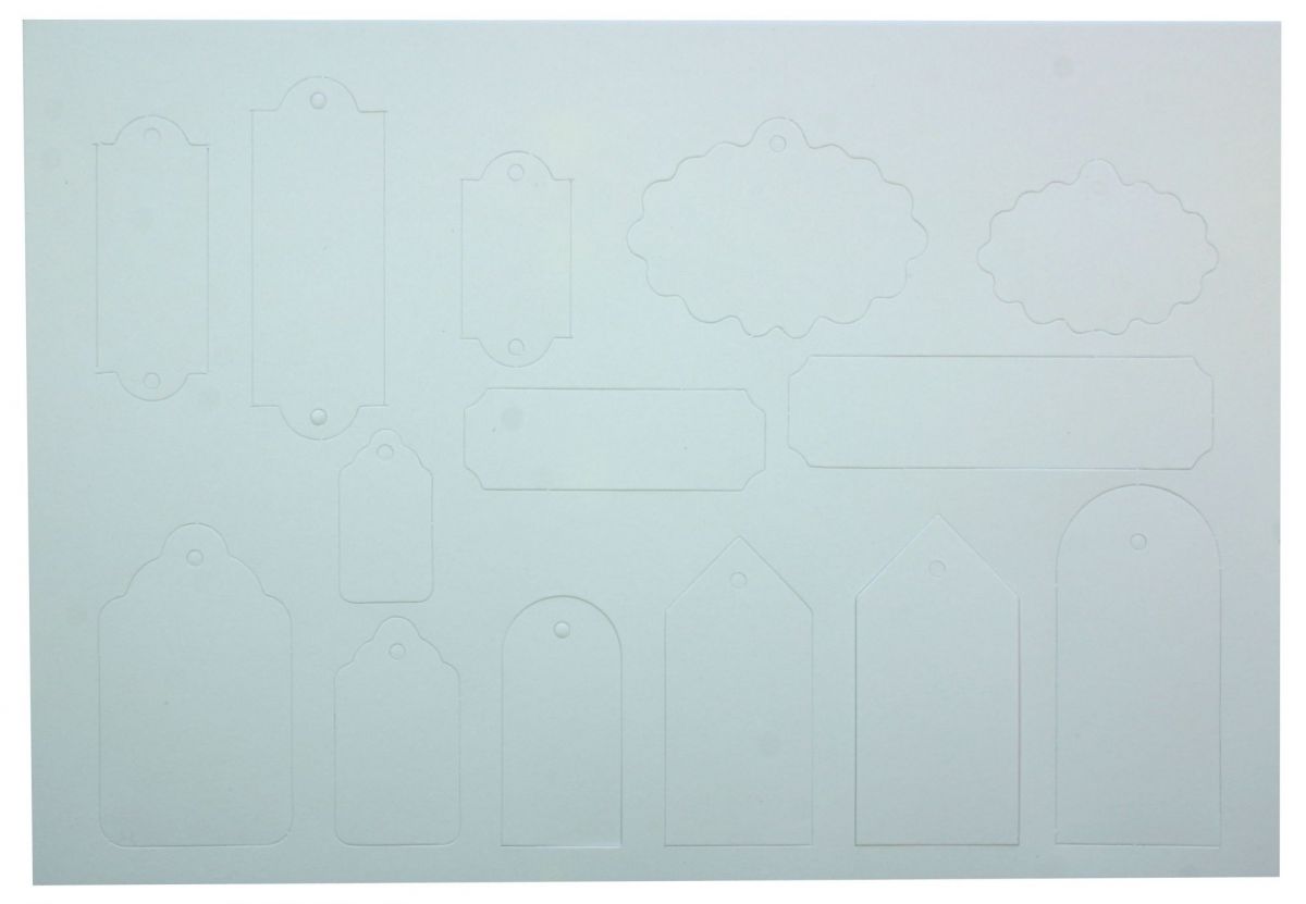 50 Present Label Die-cuts - Cardboard Sheets - White