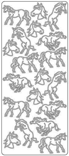 Pferden - Peel-Off Stickers - Silber
