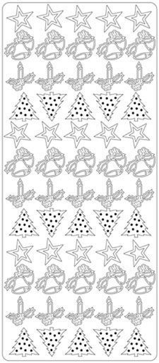 Stars - Candles - Christmas Tree - Peel-Off Sticker Sheet - Gold