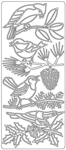Vögel aug Zweig - Peel-Off Stickers - Gold