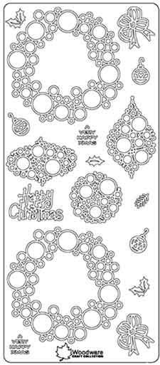 Bubble Wreath - Happy Christmas - Peel-Off Stickers - Silber