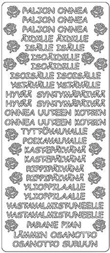 Paljon Onnea - Peel-Off Sticker Sheet - Silver