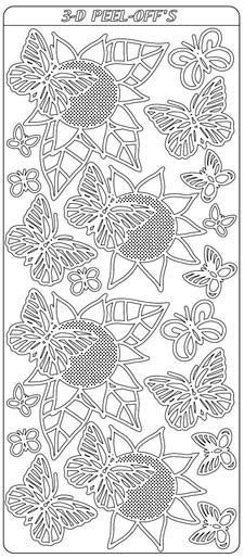 Flowers - Butterfly - Sticker Sheet - Silver