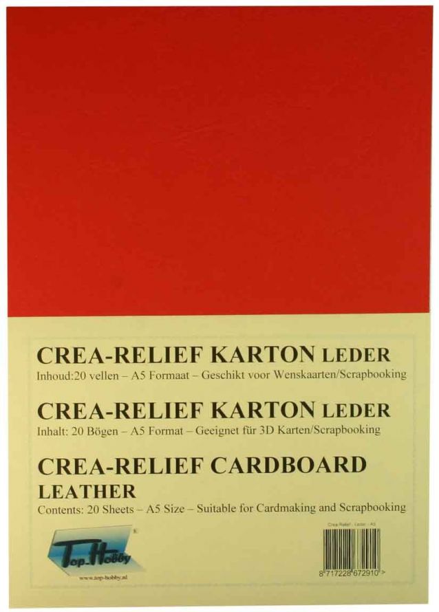 Cuir - Crea-Papier Texturé - Carton Paquet - A5 - Rouge