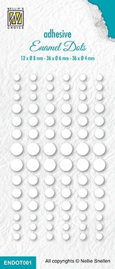 Adhesive Enamel Dots - Blanc -12x Ø 8mm, 36x Ø 6mm, 36X Ø 4mm
