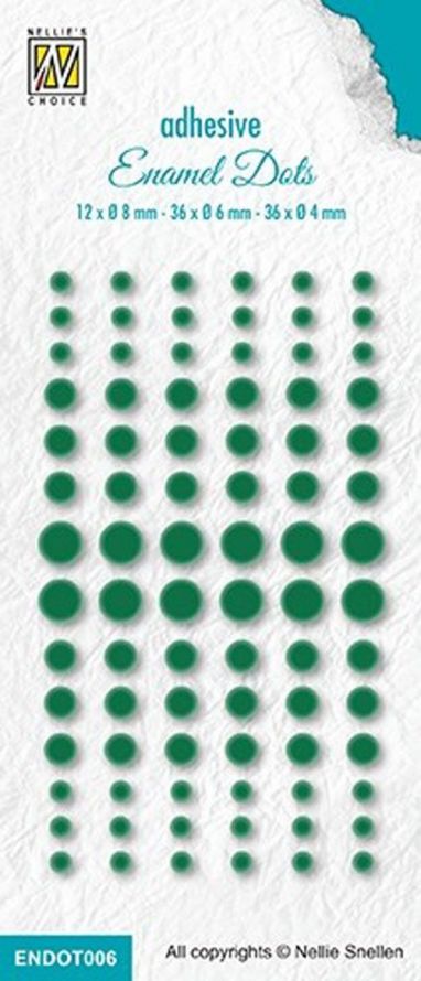 Adhesive Enamel Dots - Green -12x Ø 8mm, 36x Ø 6mm, 36x Ø 4mm