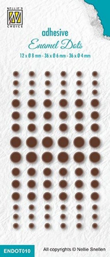 Adhesive Enamel Dots - Brown -12x Ø 8mm, 36x Ø 6mm, 36x Ø 4mm