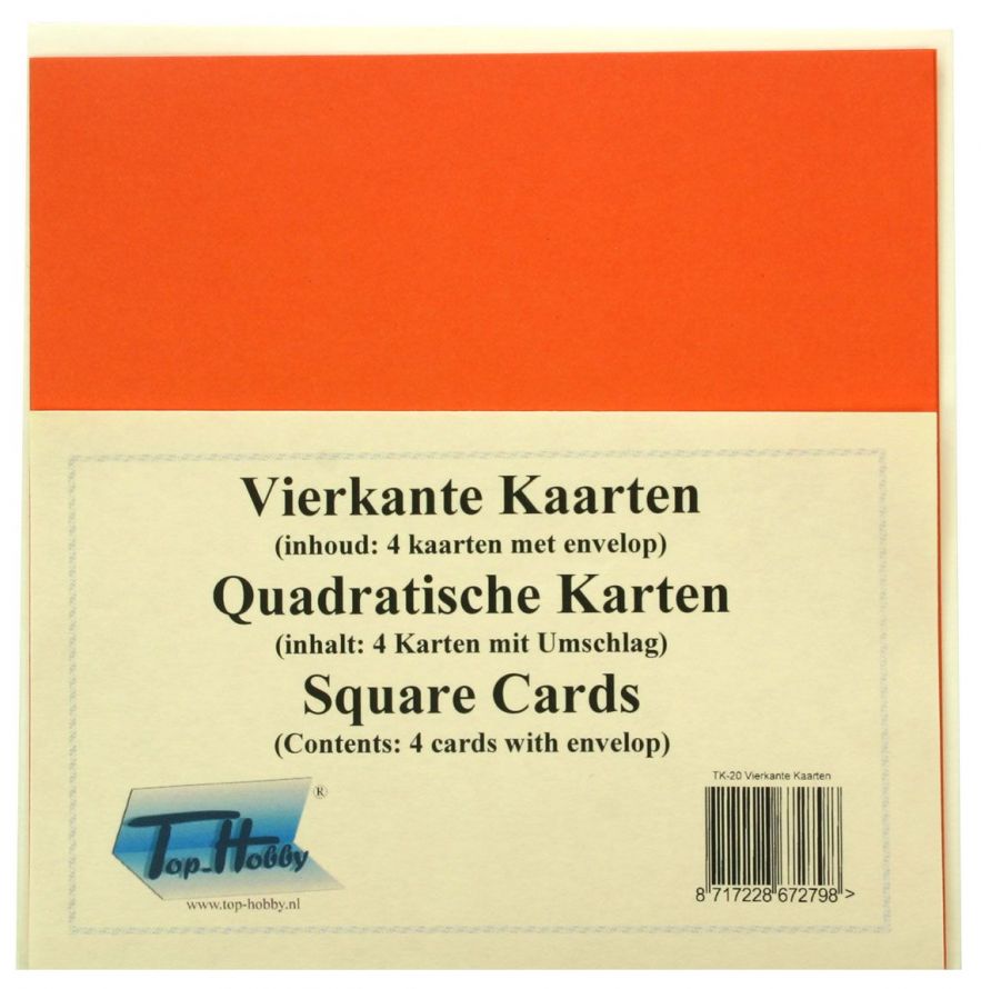 Vierkante Kaarten Pakje - Oranje - 13,5x13,5cm - 240grams